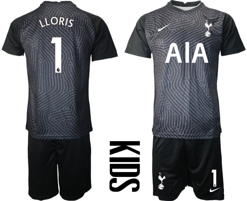 2021 Tottenham Hotspur black youth goalkeeper #1 soccer jerseys